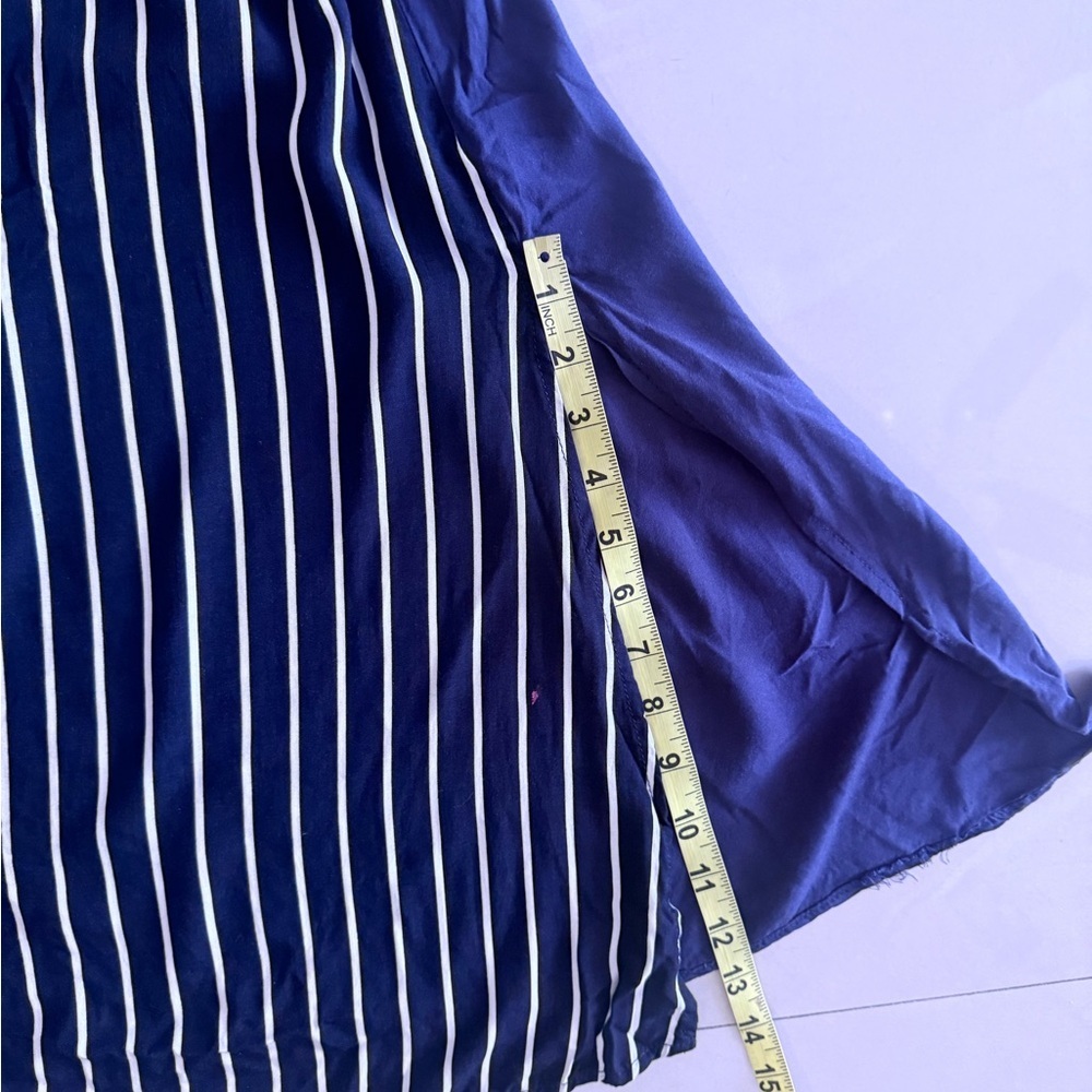 BloomChic Navy and White Striped Maxi Shirt Dress - Picture 2 of 11